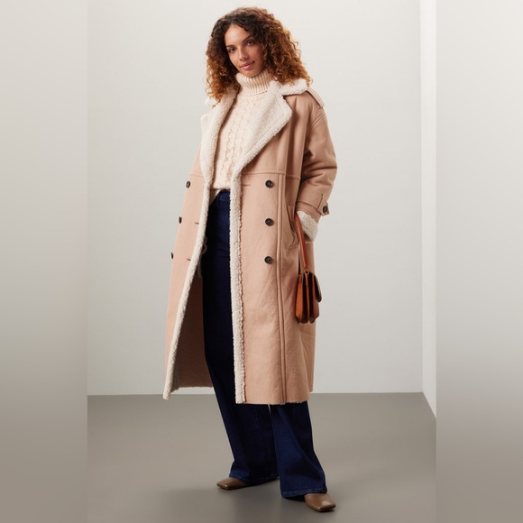 Great Jones Lined Women’s Tan Sherpa Coat Size Small - Picture 1 of 12